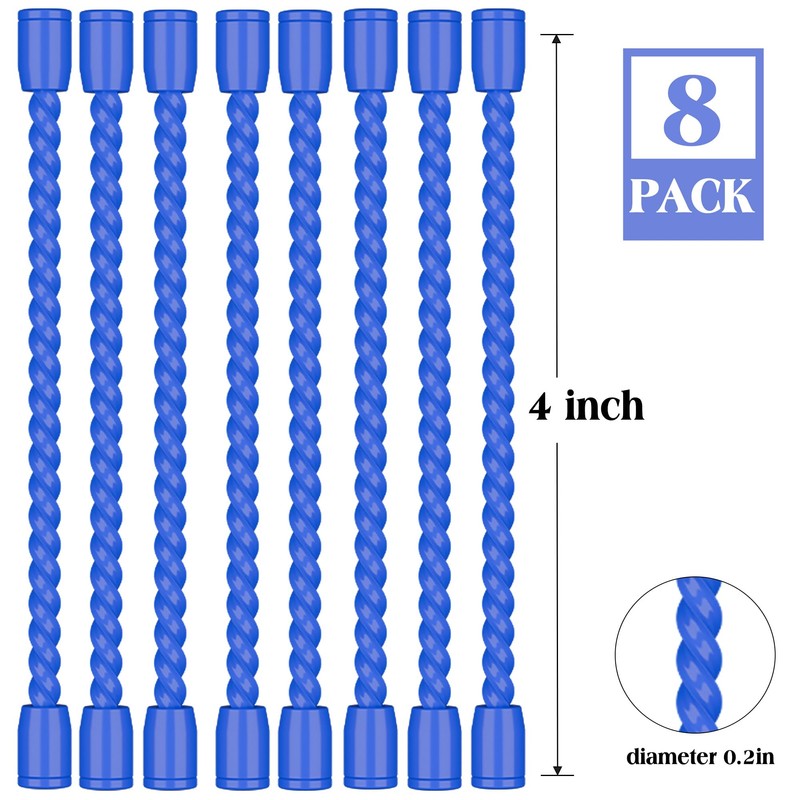 8PCS 4-Inch Silicone Cable Ties, Bendable Rubber Twist Ties, Reusable