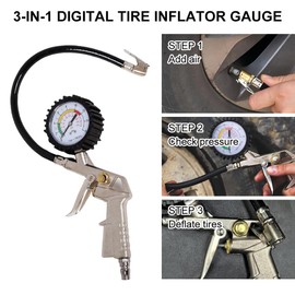 Tyre Pressure Gauge, Air Pressure Gauge, Tyre Inflator, Tyre Pressure Gauge, Compressed Air Compressor Accessories with Pressure Gauge, Tyre Inflator Gauge for Cars, Trucks, Motorcycles and Bicycles