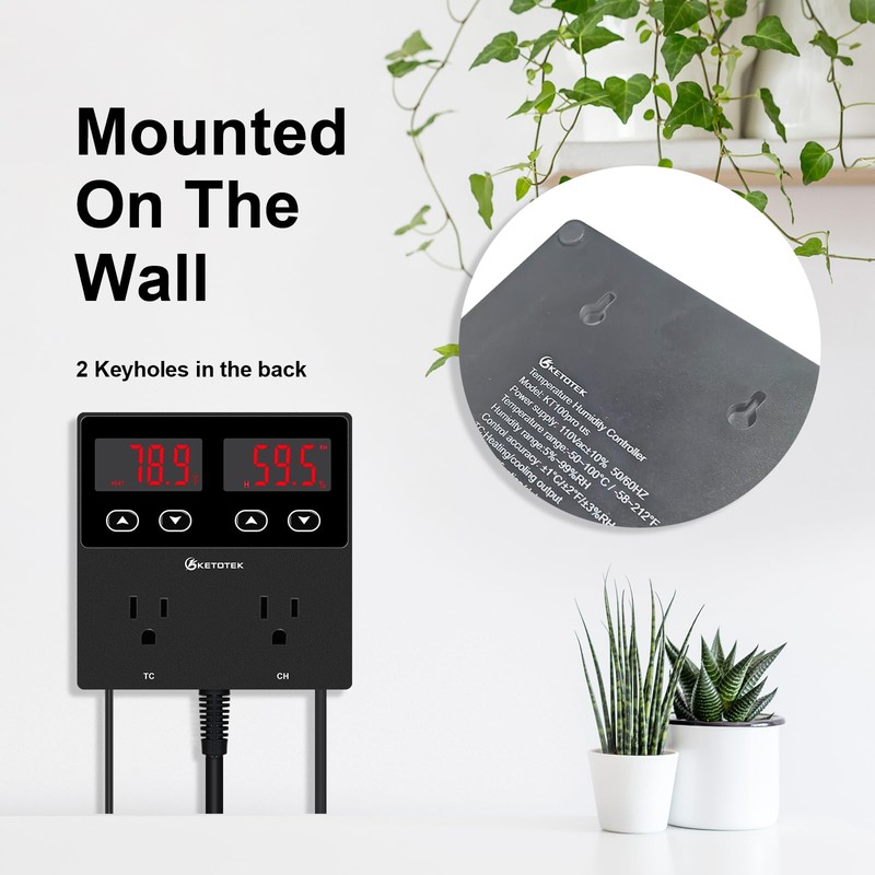 Digital Temperature and Humidity Controller Outlet, Reptile Thermostat Plug Dual