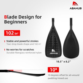 Abahub SUP Paddles - 3 Piece Adjustable Stand up Paddle - Lightweight Oar for Paddleboard, Adjustable Aluminum Alloy PU Coated Shaft 68" - 84", Carbon Square Print Plastic Nylon Blade
