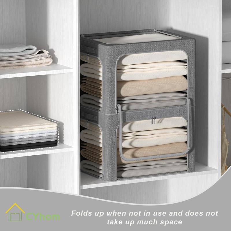 3Pack Stackable Foldable Storage Bin - Metal Frame Storage Box