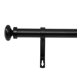 RYB HOME 1" Outdoor Curtain Rod for Patio, 72-144" Long Rust Proof Telescoping Single Window Drape Rod with Mount Brackets Oval Ball Finials for Corridor, Room Divider, Matt Black, 72" to 144"