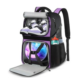 LOINTET Bowling Ball Bag, Single Bowlingball Backpack with Shoe Compartment Up to Size 16, Padded Ball Holder Bag, Bowling Accessories Gifts for Lovers/Player, Purple