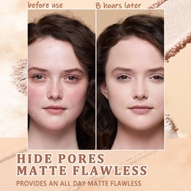 CHIFURE Oil Control Face Pressed Powder,Matte Smooth Flawless Setting Powder Makeup,Waterproof Long Lasting Finishing Powder,Cruelty Free Lightweight Face Cosmetics,0.35Oz(WHITE)