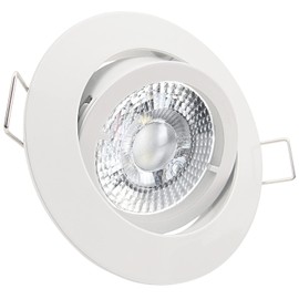 trendlights24 Premio LED Einbaustrahler 230V Weiß rund 3-Stufen dimmbar extra flach 35mm, 5er Set Warmweiß 5W LED-Spots, Deckenspots schwenkbar
