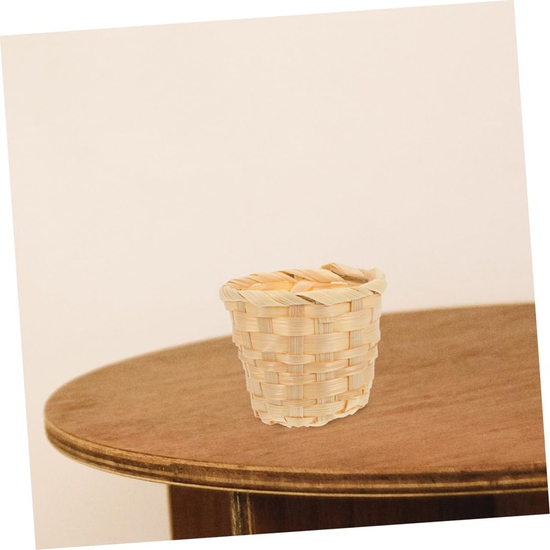 Mipcase 6pcs Handheld Bamboo Basket Miniature Woven Sundries Organizer for