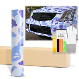 36"x60" (3FTx5FT) Camouflage Ape Blue Pattern Matte Vinyl Wrap Auto Car Sticker Decal Film Sheet Bubble Free Air Release Technology with Tool Kit