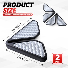 Wogomz 2PCS Car Door Corner Guards, Carbon Fiber Auto Front Door Edge Guards for Door Corner, Anti-Collision Car Door Corner Protector Sticker, Universal Car Accessories Decoration (Silver)