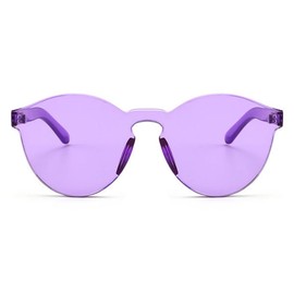 Armear Women Oversized Retro Rimless Round Sunglasses Tinted Purple One Piece Lens Eyewear