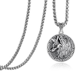 KATHLU Wolf Necklace for Men Women 925 Sterling Silver Wolf Pendant Animal Necklace Jewelry Gift