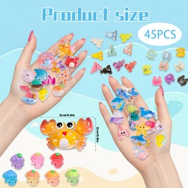 CJAPGJW Pack of 45 Sea Animals Figures, Glow-in-the-Dark Miniature Sea Animals, Mini Resin Figures, Small Animals Figures, Ideal for Micro Landscapes, Fairy Tale Scenes, Gifts and Aquarium Decoration