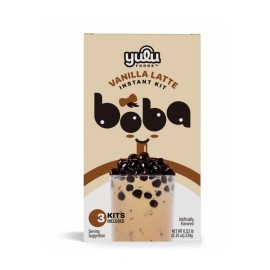 Yulu Foods  New Yulu Foods VANILLA LATTE Instant Boba Milk Tea Bubble 3-Kits Box 8.25oz