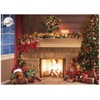 Christmas Fireplace Backdrop, Fireplace Banner Background Winter Xmas Holiday Photography