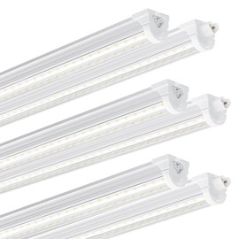 Ensenior 6 Pack 4 FT Led Shop Lights, 5000K Daylight, 5000LM Super Bright, 36W Equivalency 468W, Commercial Bay Lighting, U-Shaped Linkable Shop Lights Plug in for Garage, Workshop, FCC Certified