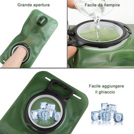 CUEMOON 2L Portable Water Bag with Hydration Tube for Cycling Climbing Running Hiking Outdoor