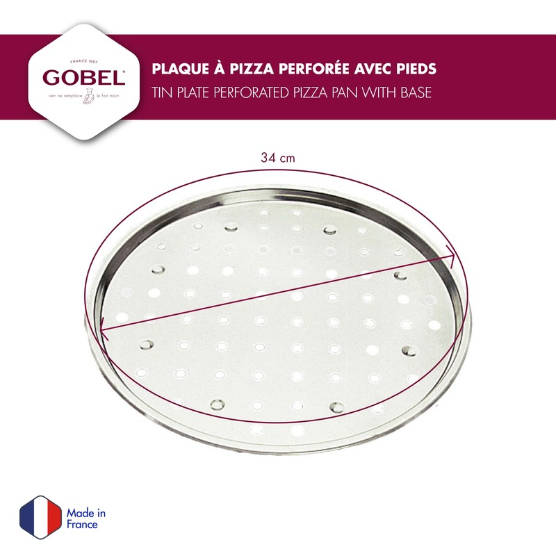 Gobel Perforated Pizza Pan Tin, 34cm