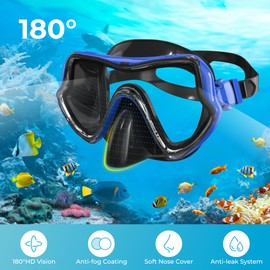 G2RISE SN02 Snorkel Set Adults - Scuba Mask Diving Goggles Dry Snorkeling Gear with Breath Easy Airflow Tech & Anti-fog Design（2PACK)