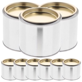 Healifty 8pcs Empty Paint Tins Paint Storage Containers with Lids Iron Round Paint Can for Home Office 0.3L