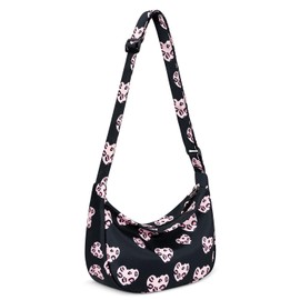 Small Sling Crossbody Bag for Women Men Trendy, Mini Crescent Bag with Adjustable Strap, 2 Zippers Lightweight Nylon Bag