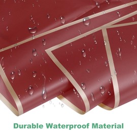 M METERXITY 20 Sheets Flower Wrapping Paper Bouquet, 23 Inch Wine Red Gold Edge BOPP Waterproof Floral Wrapping Paper Flower Packaging DIY for Wedding/Party/Birthday/Gift Bouquet Wrap Paper