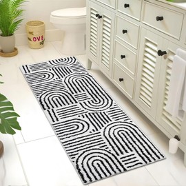 Urtlmaji Black Bathroom Runner Rug 2x5 Long Bath Mat for Bathroom Non Slip Washable Microfiber Absorbent Soft Aesthetic Preppy Cute Bath Runner for Hallway Bedroom Kitchen Tub Sink, 24"x60"