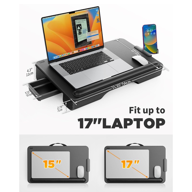 SAIJI Laptop Lap Desk, Portable Laptop Desk for Bed -