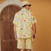 ifamawlea Men's 2 Piece Tracksuit Hawaiian Shirt Shorts Button Down