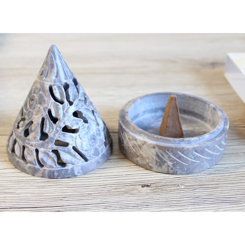 Bitto Pyramid Incense Cones Holder and Lantern Soft Stone Height