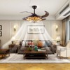 PIAOCAIYIN 42" Invisible Ceiling Fan, Retro Stained Glass Ceiling Fan,