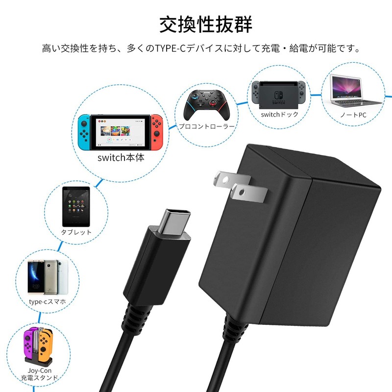 Switch AC Adapter, Charger, PD Standard, Fast Charging, TV Mode