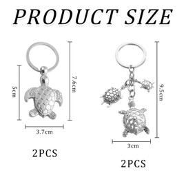 4 Pieces Turtle Keychains, Creative Cute Keychains, Animal Keychains, Metal Keychains, Decorative Keychains