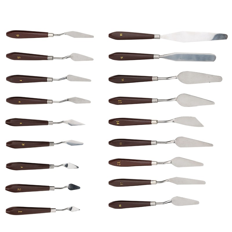 18Pcs Paint Scraper Knife Exquisite Plastic Handle Oil Painting Tool