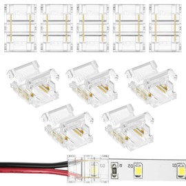 HOTUT LED Strip Connector, Pack of 10 LED Strip Connector 2 Pin 10 mm, LED Solderless Strip Connector for COB LED Light Corner Connection