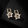 Austrian Crystals Paperclip Drop Earrings for Women 14K Gold Plated