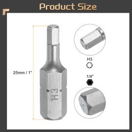 HARFINGTON 10pcs Hex Bits 1/4" Hex Shank H3 Head 1" Length CR-V Steel Hexagon Wrench Drill Bit for Repair Work Electric Screw Driver