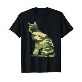 Military Burmese Camo Men Print US Cat Kitty Veteran Gift T-Shirt