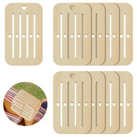 AHANDMAKER 10pcs Weaving Cards, Belt Weaving Kit Wooden Belt Weaving Tools Weaving Loom Weaving Supplies for Bag Belt Camera Strap DIY Craft Weaving Supplies, Log Colour
