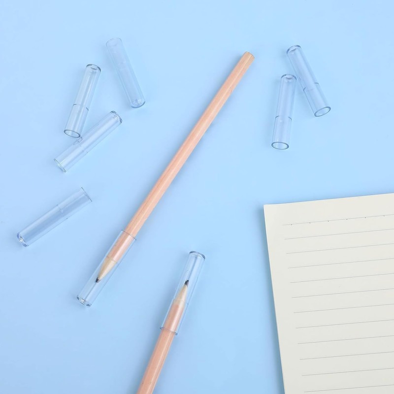 XuJJunB Plastic Pencil Cap Pencil Extender Holder Clear Pen Topper