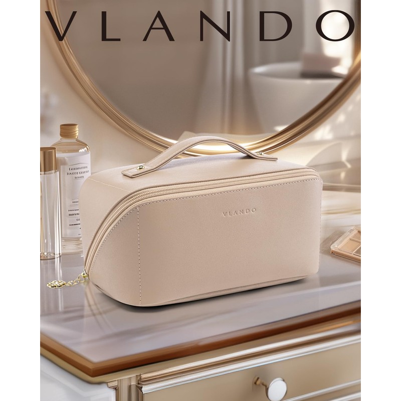 Vlando Large Capacity Travel Cosmetic Bag - Makeup Bag, PU