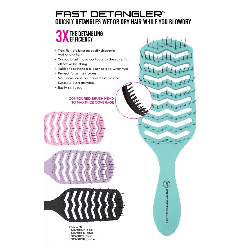 Smart Tech Fast Detangler Brush - Black