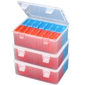 Mathtoxyz Small Bead Organizers(Red, Blue), 45 Pieces Plastic Storage Cases Mini Clear Bead Storage Containers Transparent Boxes with Hinged Lid and Rectangle Clear Craft Supply Case