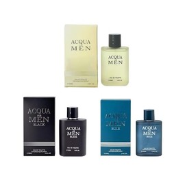 Acqua Cologne for Men Combo (3.4oz / 100ml x 3pcs) Eau de toilette, (Acqua, Acqua Black, Acqua Blue) Pack of 3pc