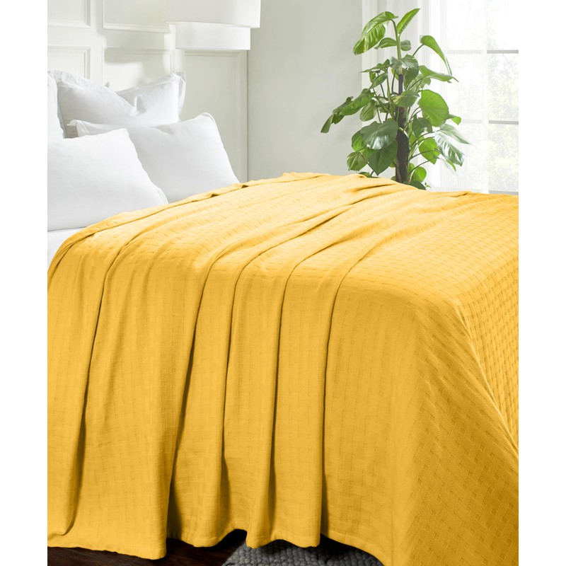 SUPERIOR Basketweave Cotton Blanket, Basket Weave Design, Soft, Comfy Cover
