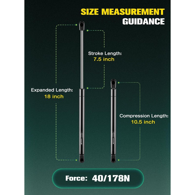 HelloAuto SE180P40 18 inch 40Lb/178N Gas Struts Shocks Spring Lift