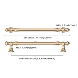 Asidrama 10 Pack 6.3 Inch(160mm) Brushed Brass Kitchen Cabinet Handles, Cabinet Pulls Kitchen Cabinet Hardware for Cupboard Drawer Pulls