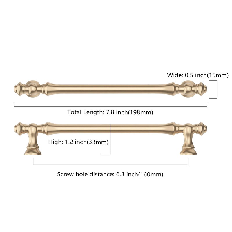 Asidrama 10 Pack 6.3 Inch(160mm) Brushed Brass Kitchen Cabinet Handles,