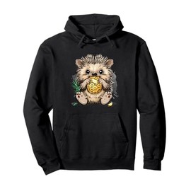 Pineapple Hedgehog Drawing Hedgehog Lover Colourful Artwork Pullover Hoodie