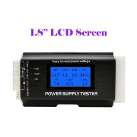 Computer PC Power Supply Tester, ATX/ITX/IDE/HDD/SATA/BYI Connectors Power Supply Tester, 1.8'' LCD Screen (Aluminum Alloy Enclosure)