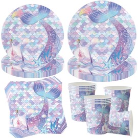 Mermaid Party Tableware Set, Mermaid Paper Plates, Birthday Decoration, Mermaid Party Plates, Birthday Tableware, Party Tableware, Birthday, Mermaid Birthday Decoration, Pack of 50