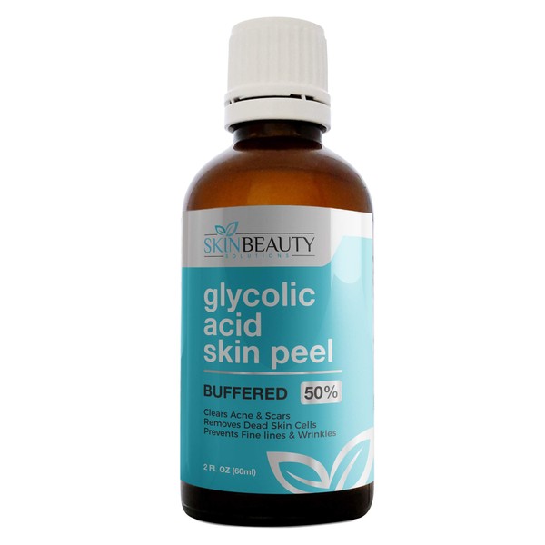 GLYCOLIC Acid 50% Skin Chemical Peel - BUFFERED - Alpha Hydroxy (AHA) For Acne, Oily Skin, Wrinkles, Blackheads, Large Pores,Dull Skin… (2oz/60ml)